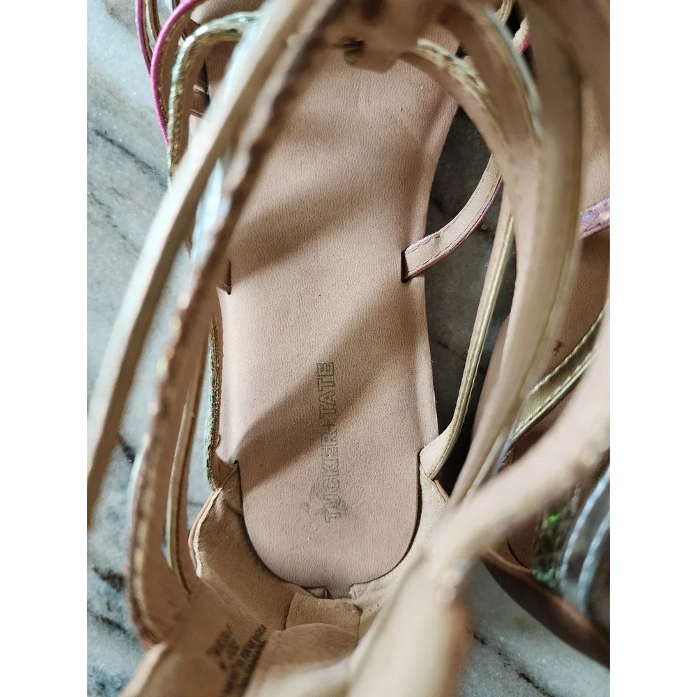 Tucker +‎ Tate Marissa Girls Metallic Gladiator Sandals Tan Pink Gold Size 5M